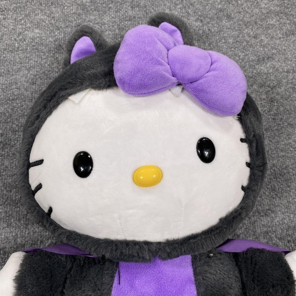 Hello Kitty Vampire Bat Dracula Plush Stuffed Toy Greeter Halloween Purple Bow - Picture 2 of 9